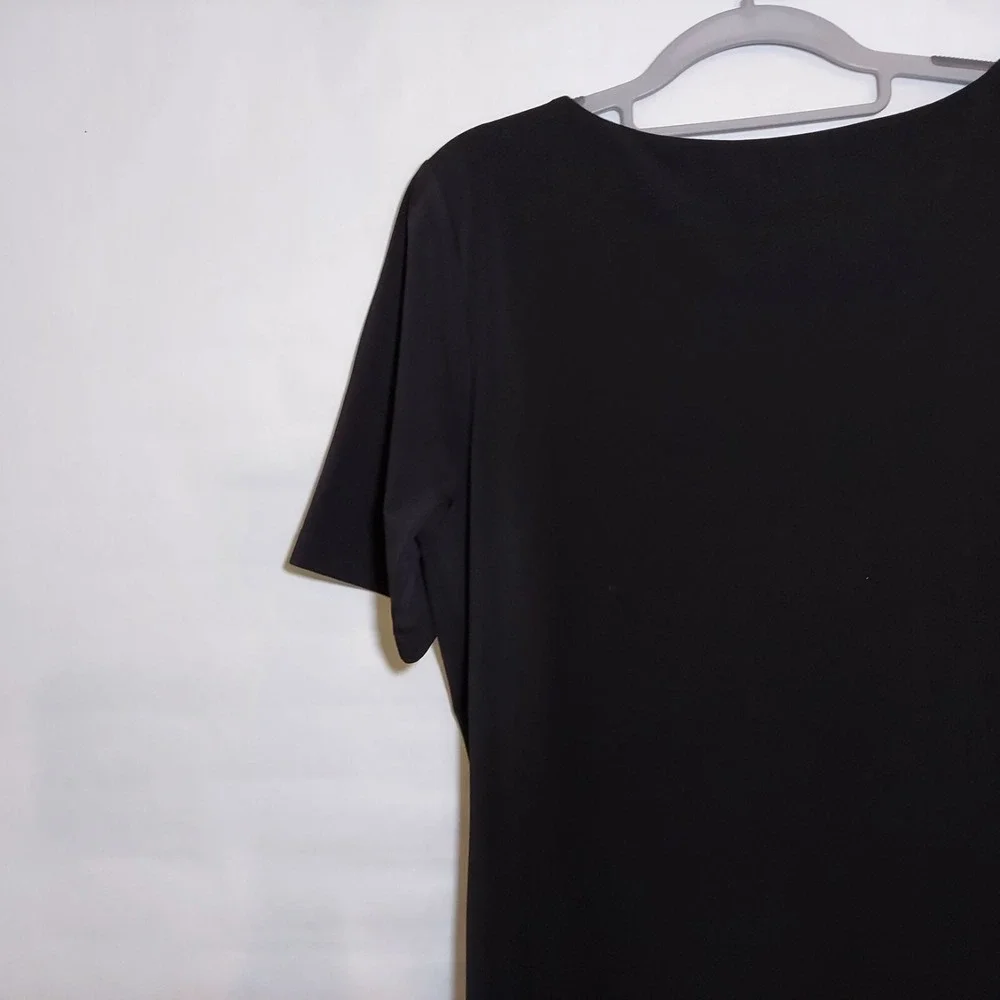 Carmen Marc Valvo Blouse Xl Liquid‎ Jersey Stretchy Casual Preppy Minimalist - Picture 8 of 9